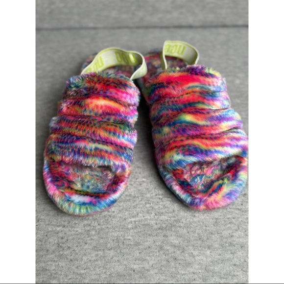 UGG Fluff Yeah Pixelate Slippers Women's Size 8 Multicolor Casual Comfort Slide - Picture 2 of 6